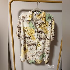 Kingfield 70’s Vintage Button Down Short Sleeve Floral Blouse 16